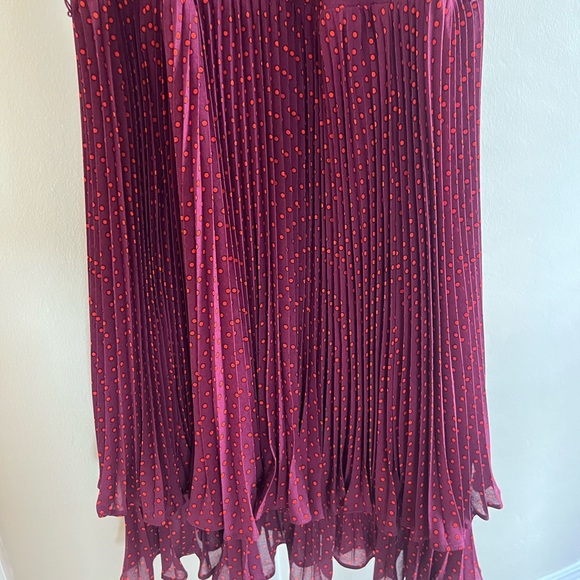 Elegant Burgundy Polka Dot Dress - Picture 6 of 6